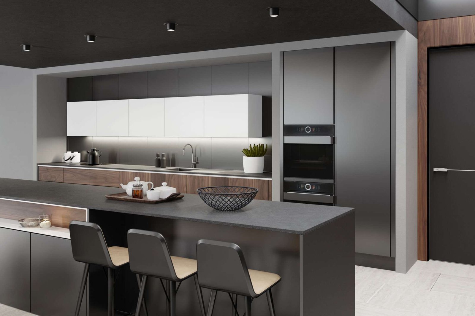 matt black quartz worktops island